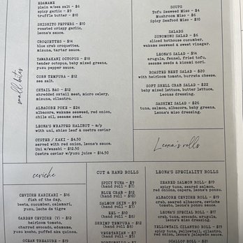 Leona's - Menu - Sushi Bars Near Me - Studio City, California Leona's - Menu - Sushi Bars Near Me - Studio City, California