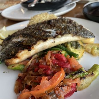 Horatio's - Catch of the day. Baja Sea Bass with added tomato and asparagus - Seafood Near Me - San Leandro, California Horatio's - Catch of the day. Baja Sea Bass with added tomato and asparagus - Seafood Near Me - San Leandro, California