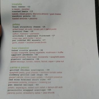 Basi Italia - The menu. - Italian Near Me - Columbus, Ohio