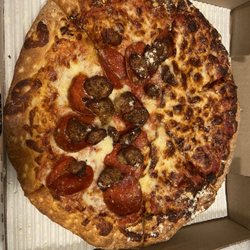 PJ's Pizza - Half sausage and pepperoni pizza