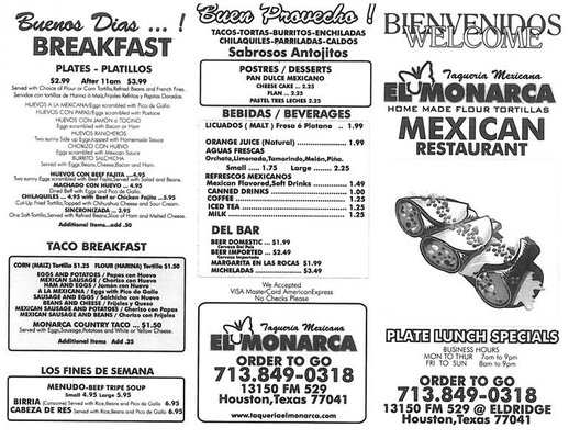 Menu photo 4 Taqueria El Monarca Houston, TX Menu photo 4 Taqueria El Monarca Houston, TX