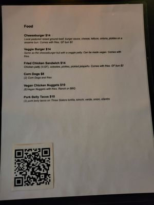 Menu photo 5 Either/Or Portland, OR