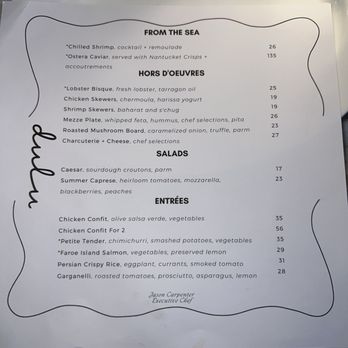 dulu - Menu - Cocktail Bars Near Me - Lenox, Massachusetts