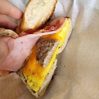 Bagel Time - Sausage bagel with 1/4 patty od sausage - Coffee & Tea Near Me - Moreno Valley, California Bagel Time - Sausage bagel with 1/4 patty od sausage - Coffee & Tea Near Me - Moreno Valley, California