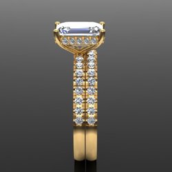 Diamant Regent - Custom made 2.01ct emerald cut diamond hidden halo , set with 34 pt small diamonds