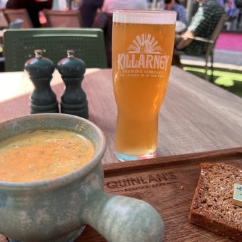 Quinlan's Seafood Bar - Seafood chowder and a Killarney Blonde - Fish & Chips Near Me - Cork, Colorado