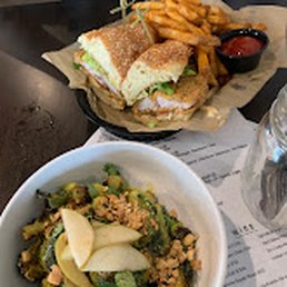 catfish sandwich and curry brussel sprouts catfish sandwich and curry brussel sprouts