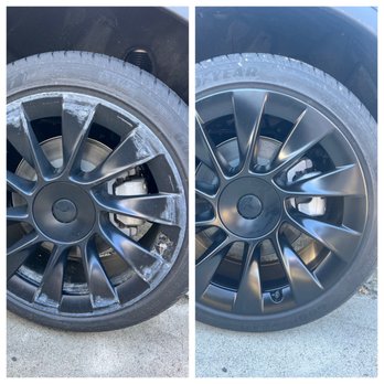 Wheel Repair Performance - Before from snow chains and after - Wheel & Rim Repair Near Me - San Jose, California Wheel Repair Performance - Before from snow chains and after - Wheel & Rim Repair Near Me - San Jose, California
