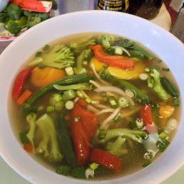 Vegetable pho with egg noodles Vegetable pho with egg noodles