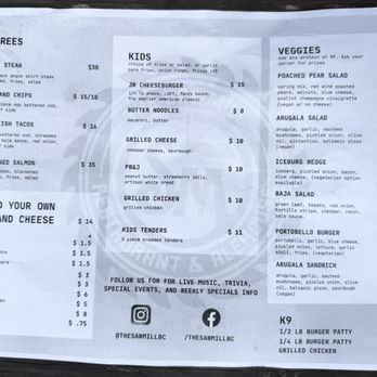 The Sawmill - Menu - Burgers Near Me - Boulder Creek, California