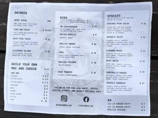 Menu photo 2 The Sawmill Boulder Creek, CA