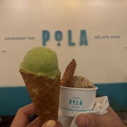 Pola Gelato Shop - Chaya & Limon sorbet, Espresso & biscoff gelato