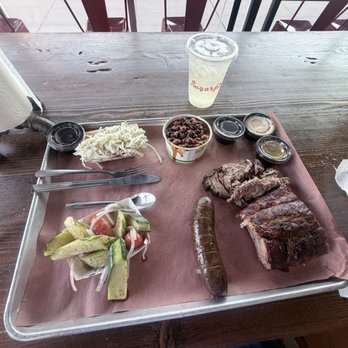 Sugarfire Smoke House - 3 Meat Combo + 2 sides & drink + cucumber salad - Barbeque Near Me - Westminster, Colorado Sugarfire Smoke House - 3 Meat Combo + 2 sides & drink + cucumber salad - Barbeque Near Me - Westminster, Colorado