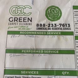 Green Carpet Cleaning Deals - That's their work order