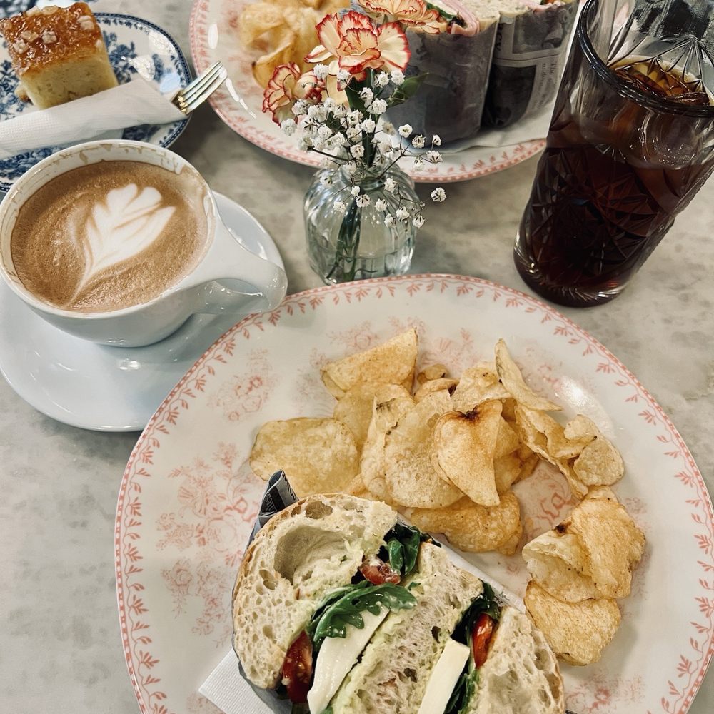 Cafe Deko - Caprese sandwich with chips, cappuccino, iced coffee, honey balsamic mortadella sandwich - Coffee & Tea Near Me - Chicago, Illinois Cafe Deko - Caprese sandwich with chips, cappuccino, iced coffee, honey balsamic mortadella sandwich - Coffee & Tea Near Me - Chicago, Illinois