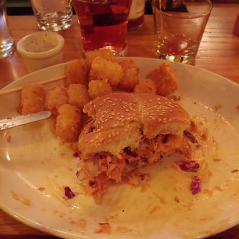 McMenamins North Bank - Sake Bomb Salmon Sandwich (half eaten) - Pubs Near Me - Eugene, Oregon McMenamins North Bank - Sake Bomb Salmon Sandwich (half eaten) - Pubs Near Me - Eugene, Oregon