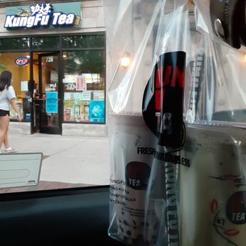 Kung Fu Tea - KFT SESAME MATCHA MILK TEA EXTRA BOBA ROSEHIP MILK TEA MILK CAP YUMMY ! - Bubble Tea Near Me - Evanston, Illinois