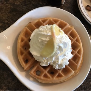 Brigs Great Beginnings - Lemon waffle that came with raspberry syrup - Breakfast & Brunch Near Me - Raleigh, North Carolina Brigs Great Beginnings - Lemon waffle that came with raspberry syrup - Breakfast & Brunch Near Me - Raleigh, North Carolina