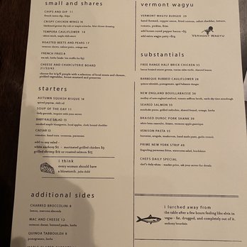 The Copper Grouse - Menu- dinner - New American Near Me - Manchester, Vermont
