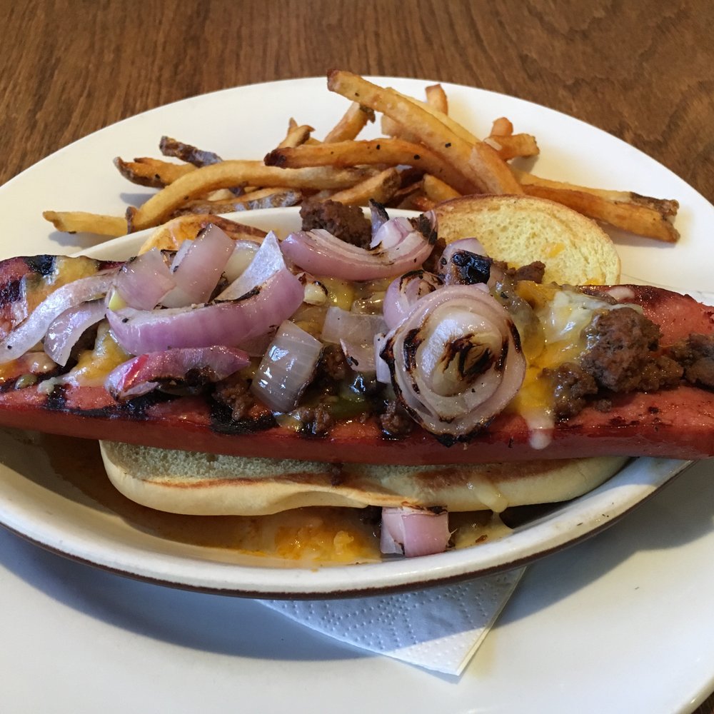 The Rail Stop Restaurant - hot dog with fries - New American Near Me - The Plains, Virginia The Rail Stop Restaurant - hot dog with fries - New American Near Me - The Plains, Virginia