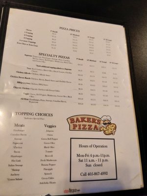 Menu photo 4 Baker's Pizza Maysville, OK