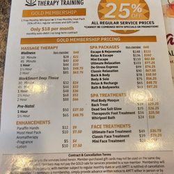 Academy for Massage Therapy Training - Huebner Campus - Gold Membership Pricing Chart - May 2024
