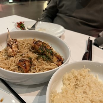 AnQi Bistro - Ann's famous garlic noodles with Jidori chicken and Ann's famous garlic rice - Asian Fusion Near Me - Costa Mesa, California AnQi Bistro - Ann's famous garlic noodles with Jidori chicken and Ann's famous garlic rice - Asian Fusion Near Me - Costa Mesa, California