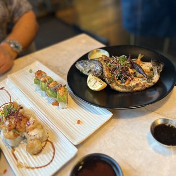 Azabu - Branzino and Rock & Roll Sushi roll Tokyo roll I think - Japanese Near Me - Whittier, California Azabu - Branzino and Rock & Roll Sushi roll Tokyo roll I think - Japanese Near Me - Whittier, California