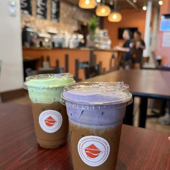 Saigon Grace Cafe - Vietnamese Ice Coffee With Condensed Milk + Pandan and Ube foam - Cafes Near Me - Philadelphia, Pennsylvania Saigon Grace Cafe - Vietnamese Ice Coffee With Condensed Milk + Pandan and Ube foam - Cafes Near Me - Philadelphia, Pennsylvania