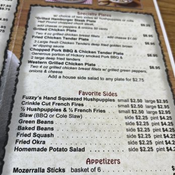 Fuzzy's Wholesale Bar-B-Que - ows menu - Barbeque Near Me - Madison, North Carolina