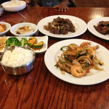 Sam Won Garden Restaurant - Majority of what came with our platter for 2. Galbi, Bulgogi, shrimp, 2 bowls of steamed rice and other fixings. Kimchi was HOT! - Korean Near Me - Jacksonville, Florida Sam Won Garden Restaurant - Majority of what came with our platter for 2. Galbi, Bulgogi, shrimp, 2 bowls of steamed rice and other fixings. Kimchi was HOT! - Korean Near Me - Jacksonville, Florida