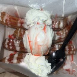 Churros with Fruity Pebbles & Cheesecake Drizzle Churros with Fruity Pebbles & Cheesecake Drizzle