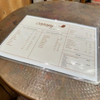 Cafe Canary - Drink menu - Coffee & Tea Near Me - Brooklyn, New York
