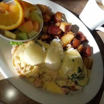 Rosine's Restaurant - Crab avocado Benedict special $16.99. Side of potatoes and fresh fruit. - American Near Me - Monterey, California