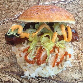 Herb'n Donuts - Brats kraut and saracha on our Rosemary infused donut sandwich - Food Trucks Near Me Herb'n Donuts - Brats kraut and saracha on our Rosemary infused donut sandwich - Food Trucks Near Me
