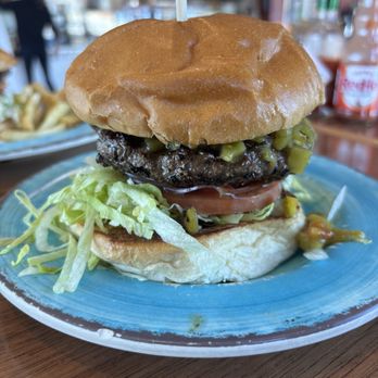 Divine Bovine Burgers - Hamburger, medium with added green chile - Burgers Near Me - Tucson, Arizona Divine Bovine Burgers - Hamburger, medium with added green chile - Burgers Near Me - Tucson, Arizona