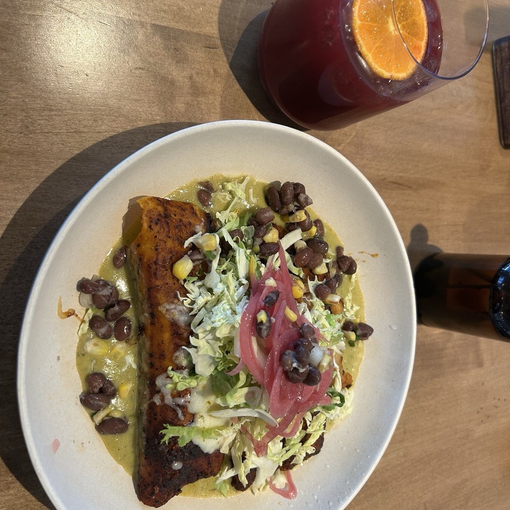 Flower Child - Triple berry sangria and Chicken Enchiladas - Salad Near Me - CHARLOTTE, North Carolina Flower Child - Triple berry sangria and Chicken Enchiladas - Salad Near Me - CHARLOTTE, North Carolina