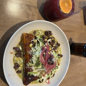Flower Child - Triple berry sangria and Chicken Enchiladas - Salad Near Me - CHARLOTTE, North Carolina Flower Child - Triple berry sangria and Chicken Enchiladas - Salad Near Me - CHARLOTTE, North Carolina
