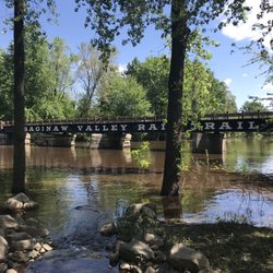 Lumberjack Park - Saginaw Valley Rail Trail bridge facing east.