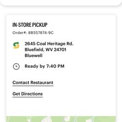Subway - App saying order was ready.