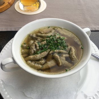 Feldmochinger Hof - Leber Späzel suppe Liver Dumpling soup - Bavarian Near Me - Munich, BY Feldmochinger Hof - Leber Späzel suppe Liver Dumpling soup - Bavarian Near Me - Munich, BY