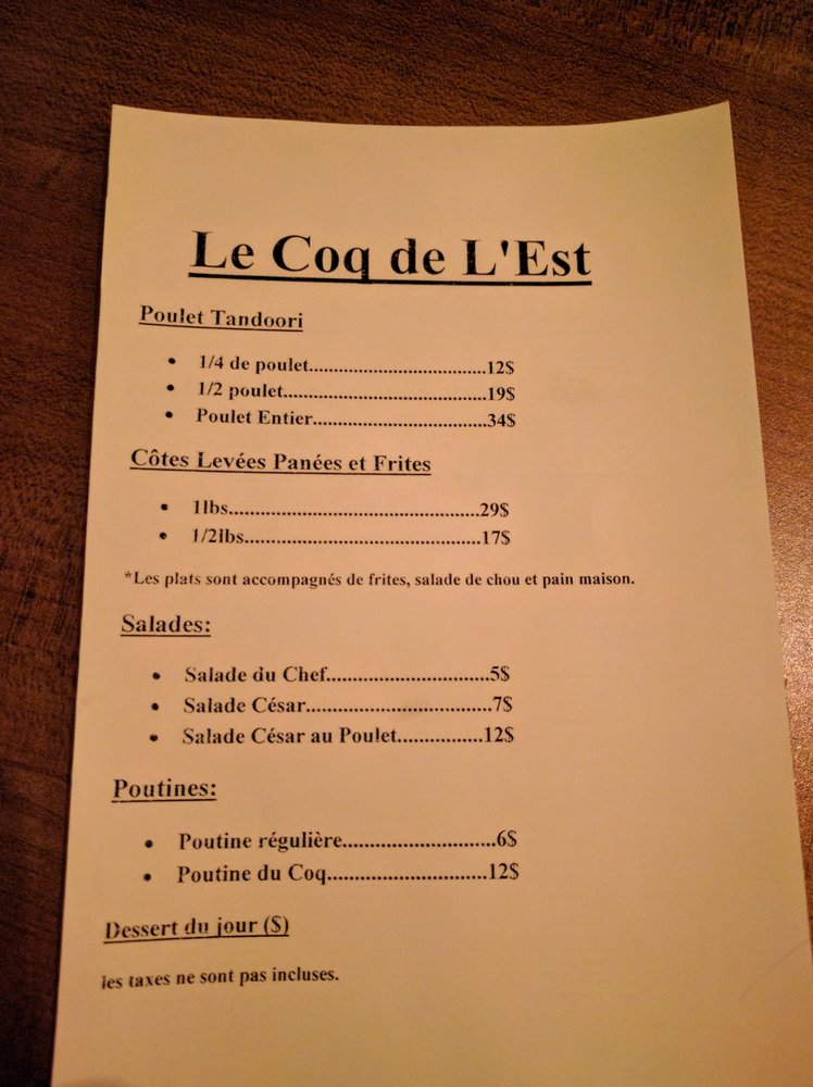 le coq menu