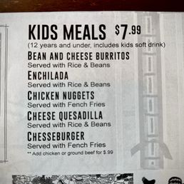 Kids menu