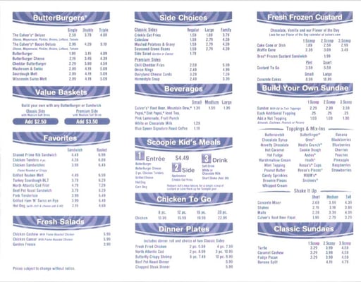 Menu photo 1 Culver's Florence, KY
