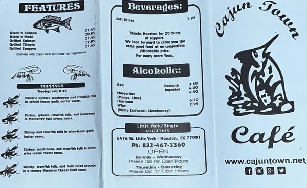 Menu photo 1 Cajun Town Cafe Houston, TX