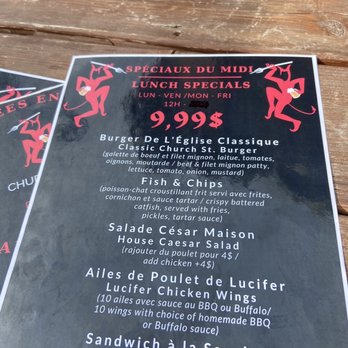 Church St Pub - Until 5 pm this menu. The wings are my fav - Pubs Near Me - Verdun, Quebec