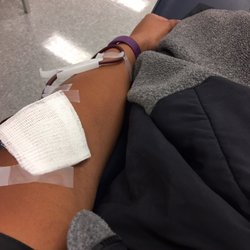 Interstate Blood & Plasma - I am always chilly, so I keep my coat over me as my blanket!