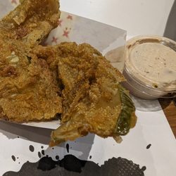 Grindhouse Killer Burgers - Fried Dill Pickles! Greasy, but tasty!