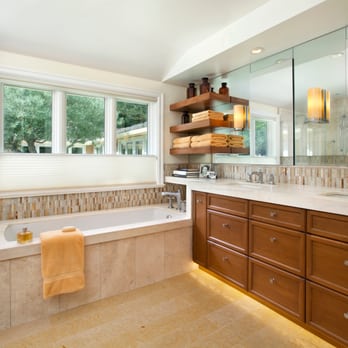 J P Lindstrom Inc - a bathroom with a tub, sink, and shower - General Contractors Near Me - Burlingame, California J P Lindstrom Inc - a bathroom with a tub, sink, and shower - General Contractors Near Me - Burlingame, California