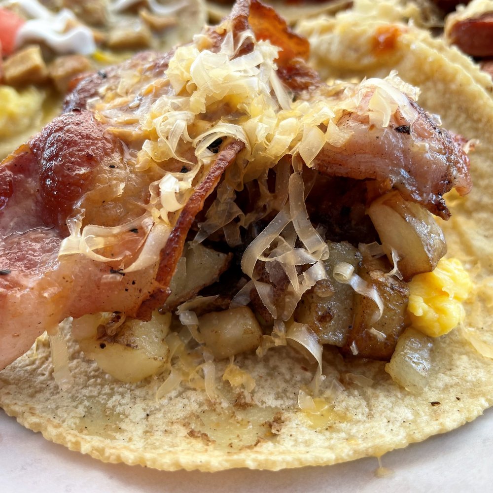 Guisados - Breakfast Taco de Tocino con Papas - Mexican Near Me - Pasadena, California Guisados - Breakfast Taco de Tocino con Papas - Mexican Near Me - Pasadena, California